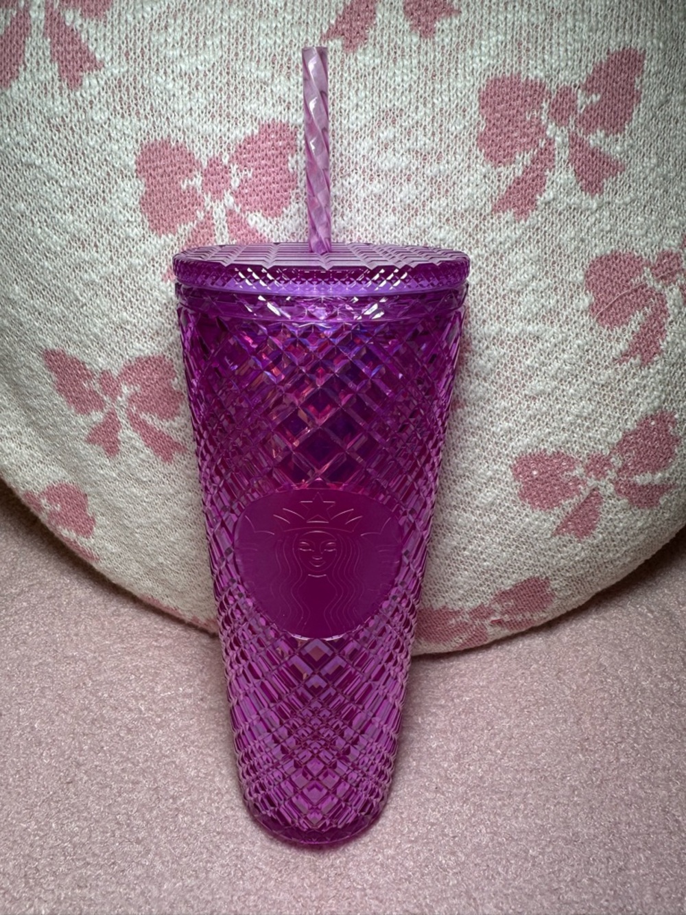 Starbucks Pinkish Purple Diamond Tumbler with Straw